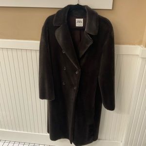 Zara Teddy Bear Brown Faux Fur Coat- Small